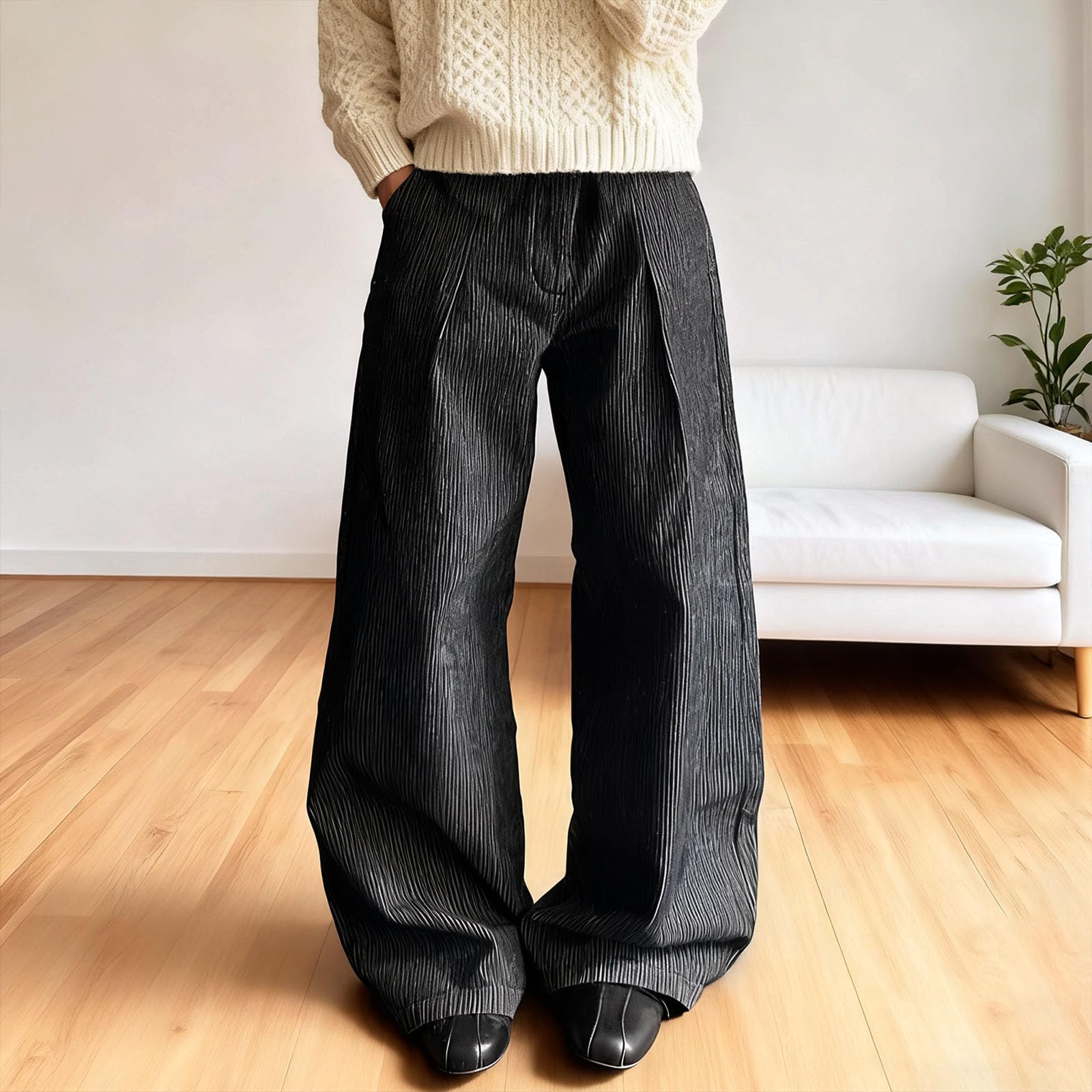 Generisch Pantaloni da uomo, casual, dal taglio dritto, chino nella lunghezza del pavimento, eleganti e a righe, perfetti per l'uso quotidiano.