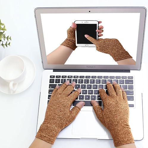 Miniatura 7 de Los guantes de compresión para artritis alivian el dolor reumatoide RSI túnel carpiano guantes de mano con abertura en los dedos para mecanografía y
