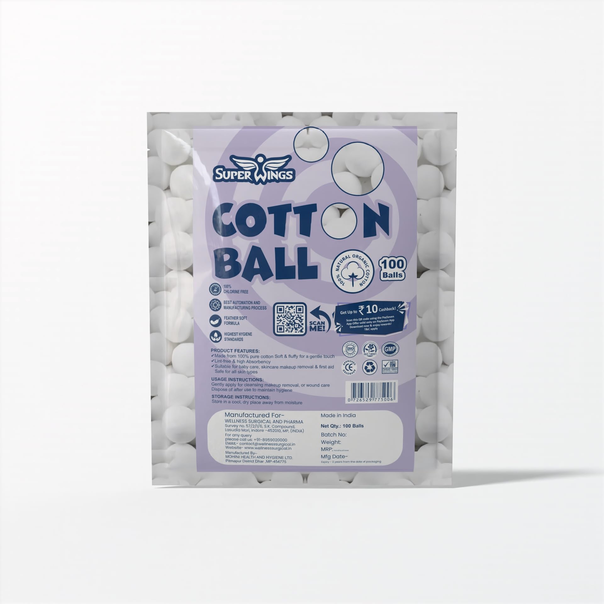 Pure Cotton Balls | Soft and Highly Absorbent | Face Eye and Nail Polish Remover | Hypoallergenic and Lint-Free | Safe for Sensitive Skin | Beauty and Baby Use-image-19