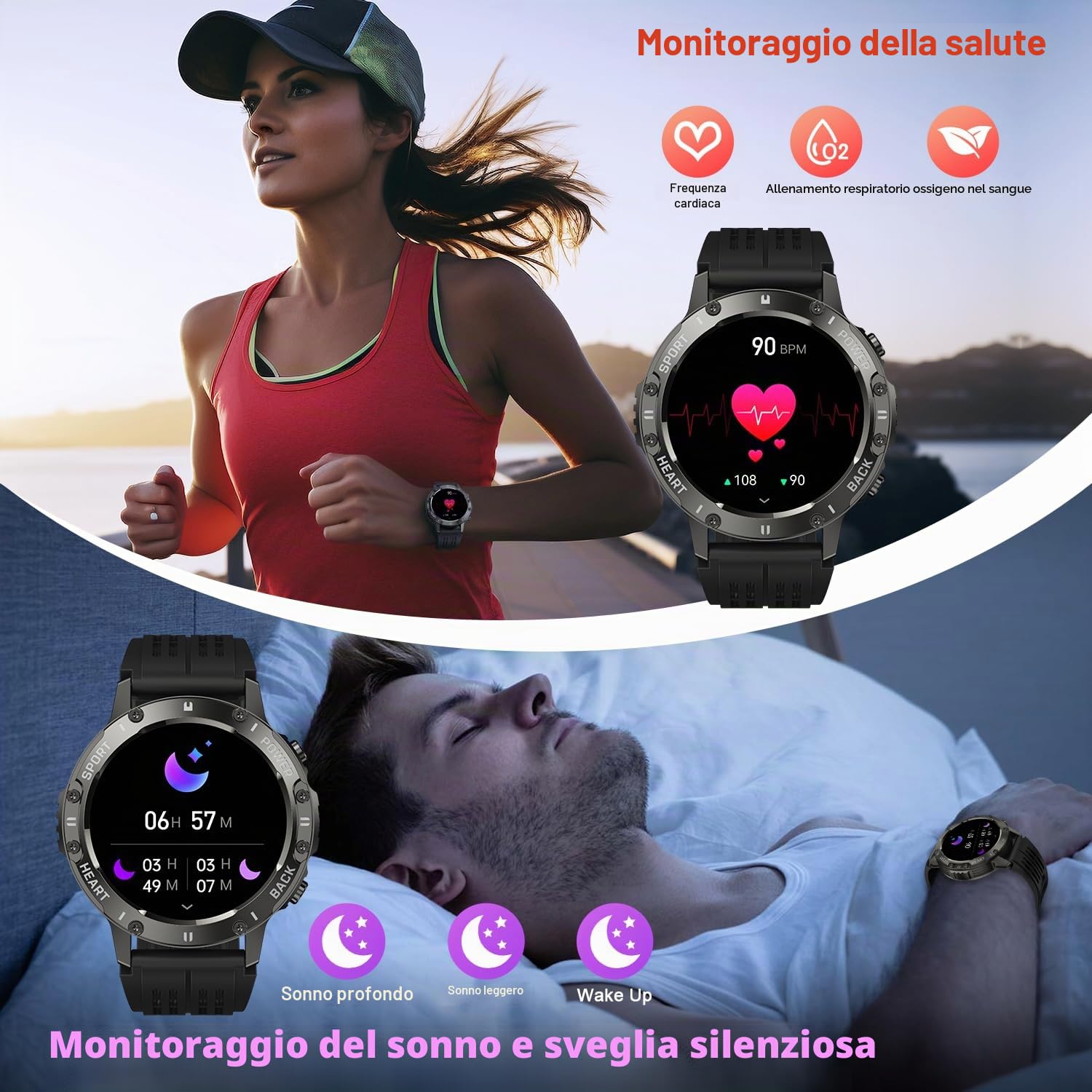 Smartwatch Uomo Donna Orologio Fitness: Bluetooth Risposta Vivavoce Impermeabil Smart Watch Digitale Per Android iPhone Samsung Compatibile con Contapassi Monitoraggio del Sonno Frequenza Cardiaca