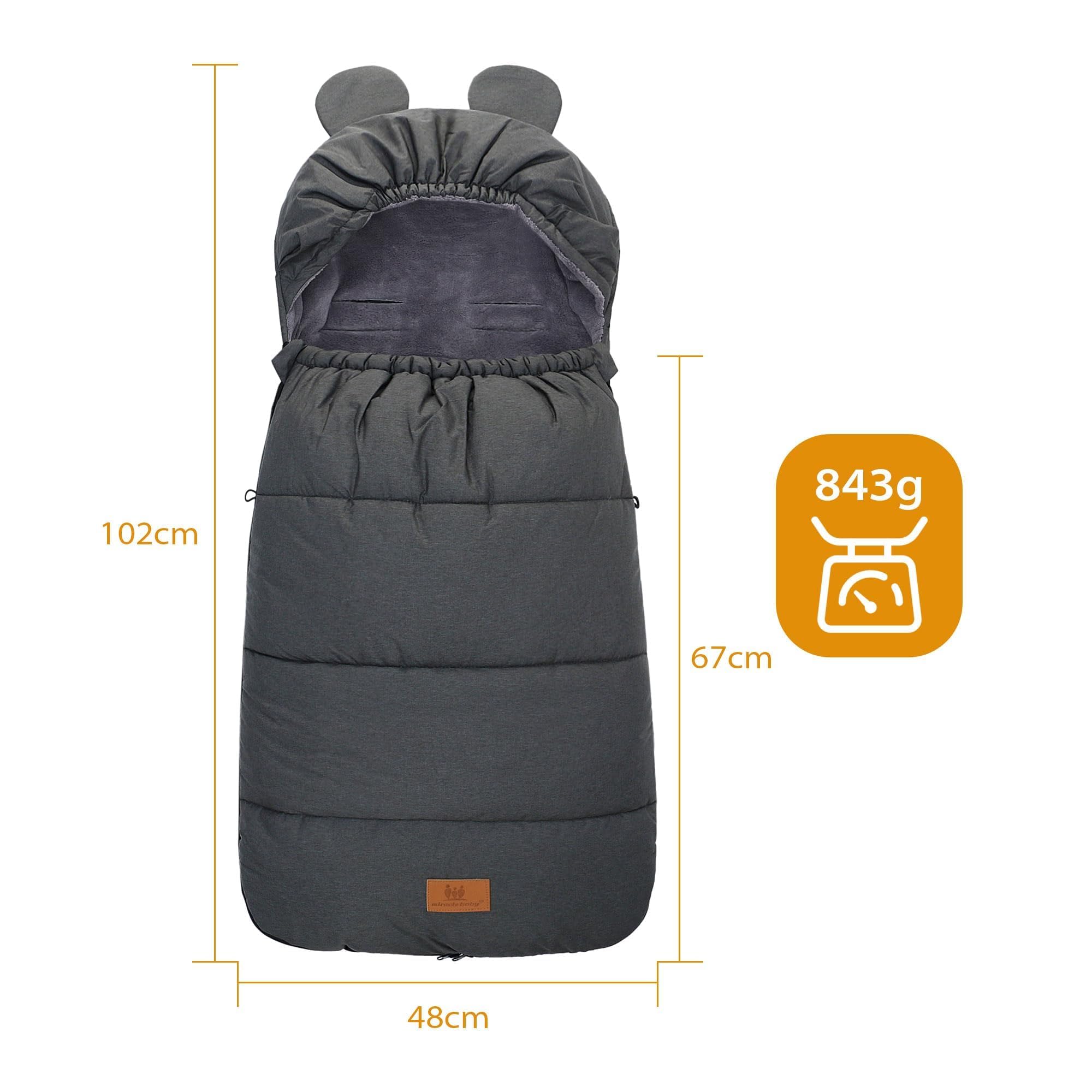 Chancelière Universelle pour Poussette Antidérapant, Chanceliere Bebe Hiver en Polaire pour Poussette Landaus Siège Auto, 102 x 48 cm (Noir Vert)
