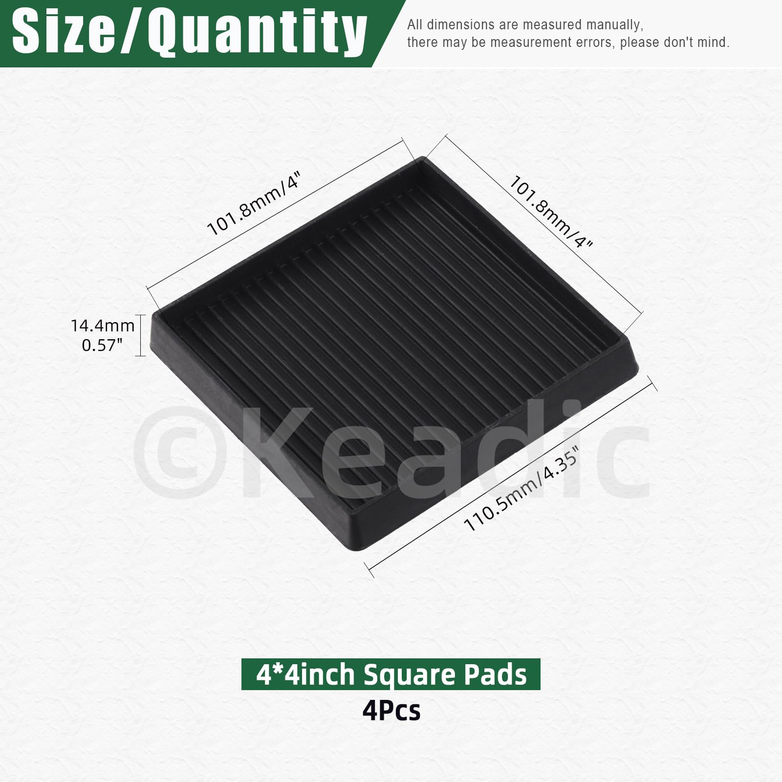 Keadic Non-Slip Rubber Caster Cups Assortment Set - Image 2