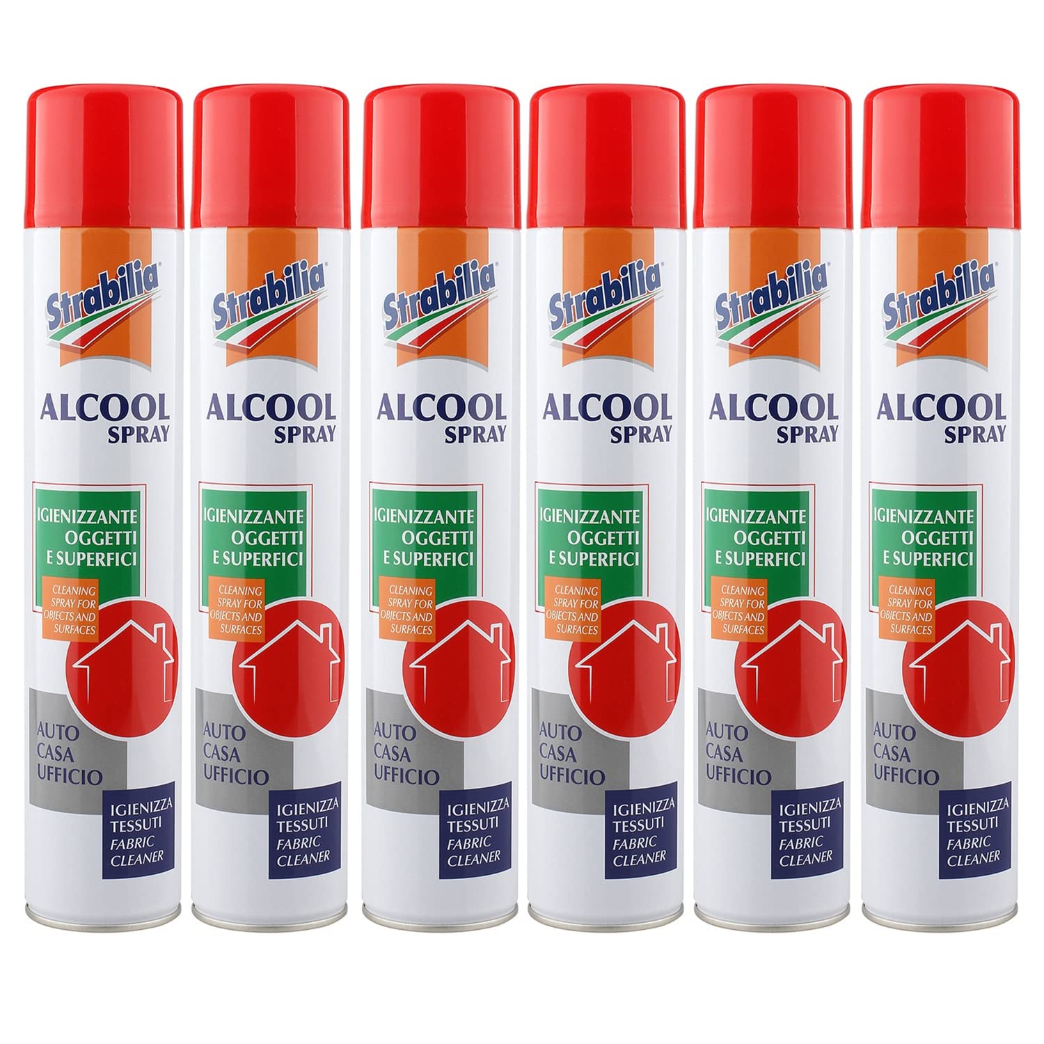Milmil Strabilia Alcool Spray Igienizzante Oggetti e Superfici, Spray Disinfettante Ambienti Senza Risciacquo, Sanificatore Ambienti - 6 x 500 ML