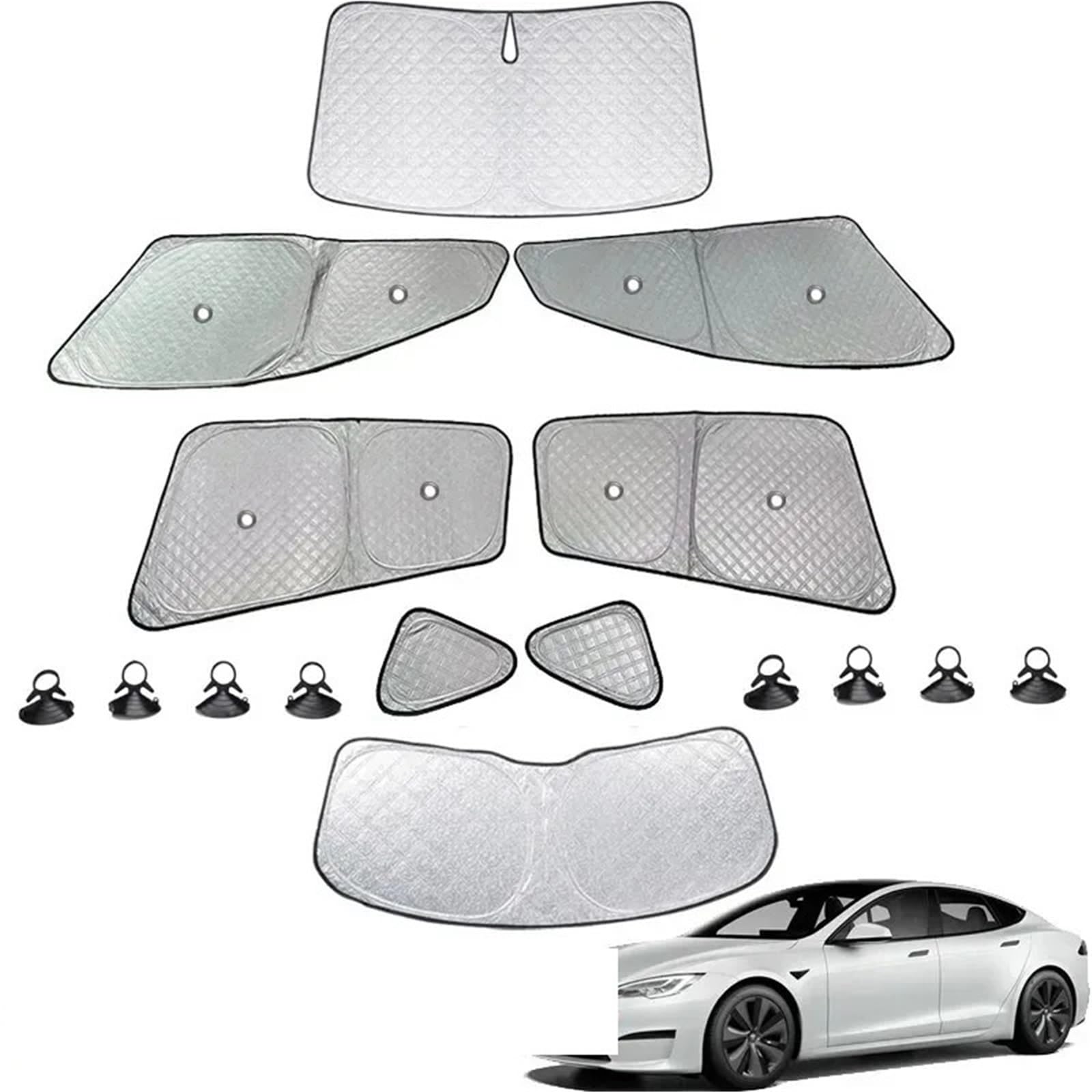Parasole de Auto per Tesla per Modello 3,Y,S,X 2025-2020 26 Privacy Parasole Finestrino Laterale Tendine Parasole Parabrezza Anteriore Posteriore(X Front Windshield)