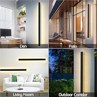 ZTWLEED 115 cm Kültéri LED Fali Lámpa - 25W, IP65 Vízálló, 6000K Hideg Fehér, Alumínium, Fekete, Kerti, Terasz, Villa Világítás 8