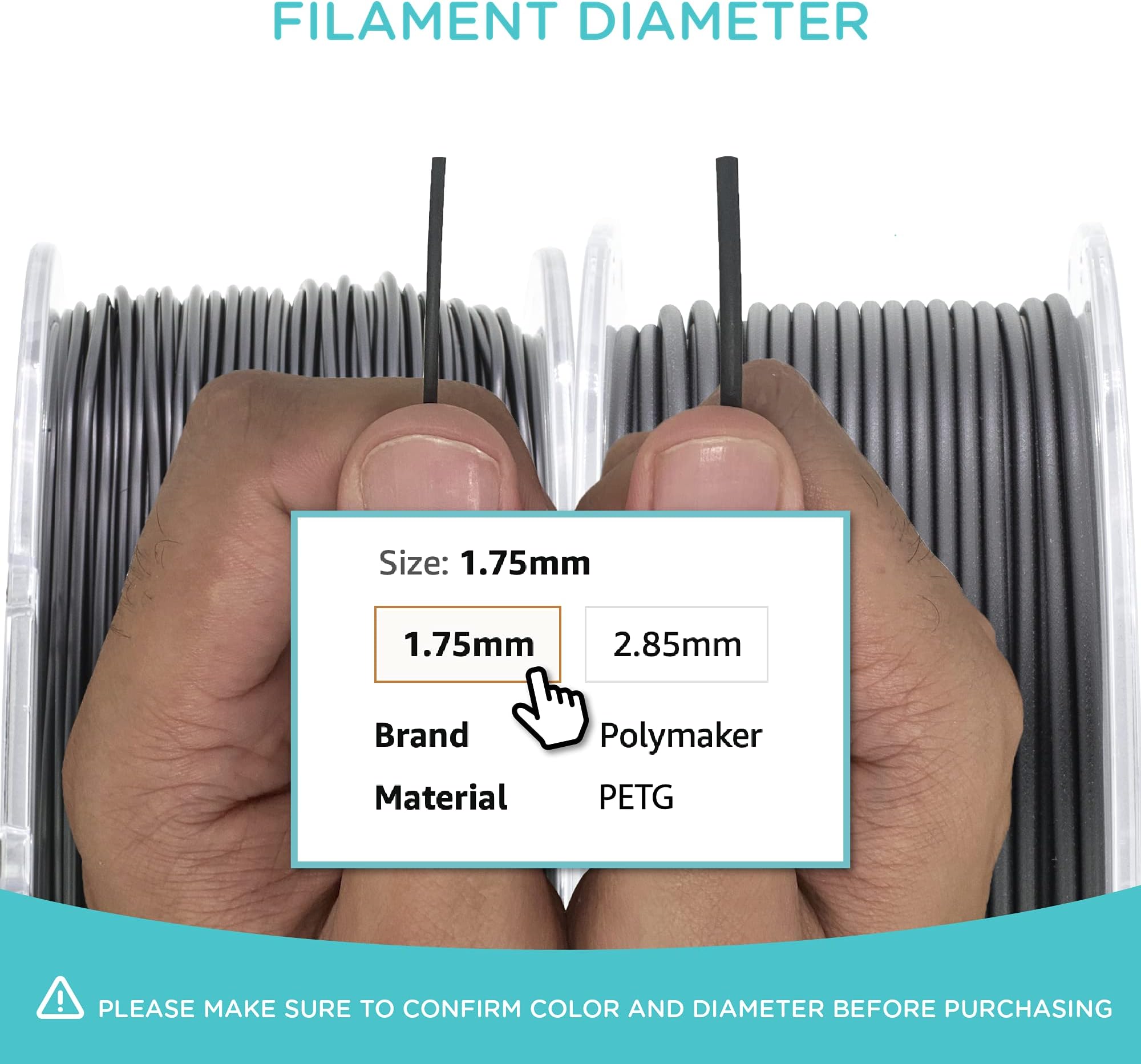 Polymaker PETG Filament 1.75mm, 1kg Strong PETG Silver Filament Cardboard Spool - PolyLite PETG 1.75mm Silver 3D Printer Filament, Print with Most 3D Printers Using 3D Filaments