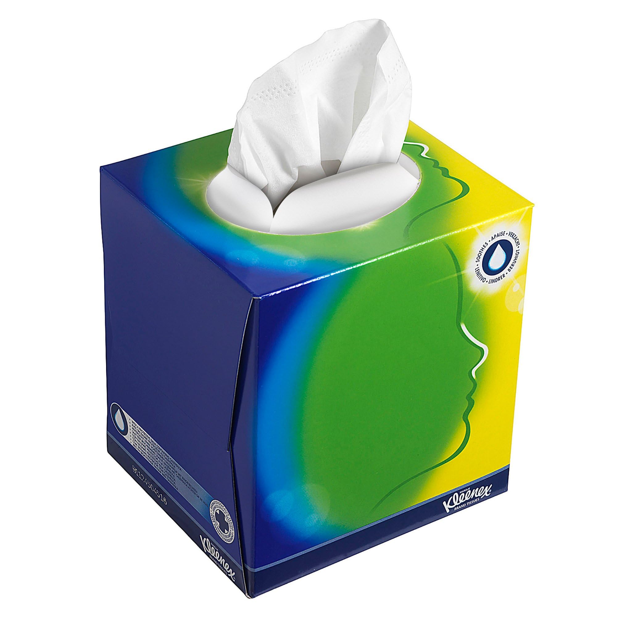 Kleenex Caja de Pañuelos en Cubo 8825, 3 Capas, Con Bálsamo Protector, 12 Cajas x 56 Hojas (672 total)