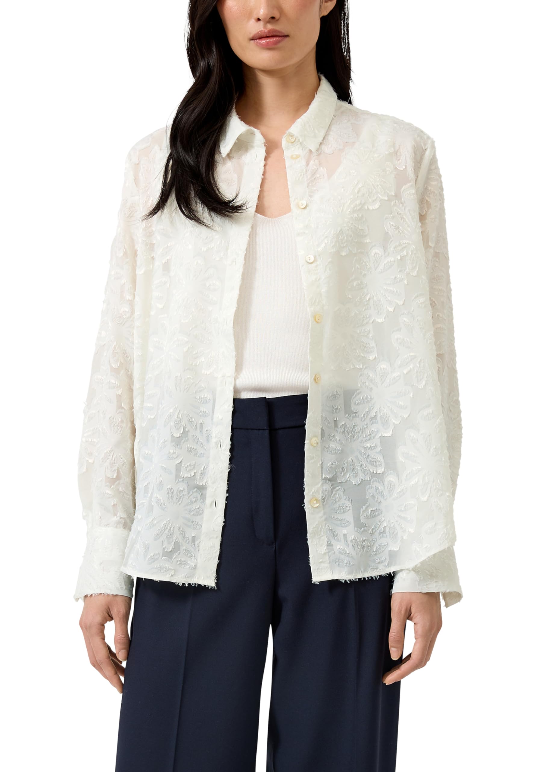 s.Oliver Damen Elegante Chiffon-Bluse mit Floralem Muster Bluse Langarm mit floralem Muster