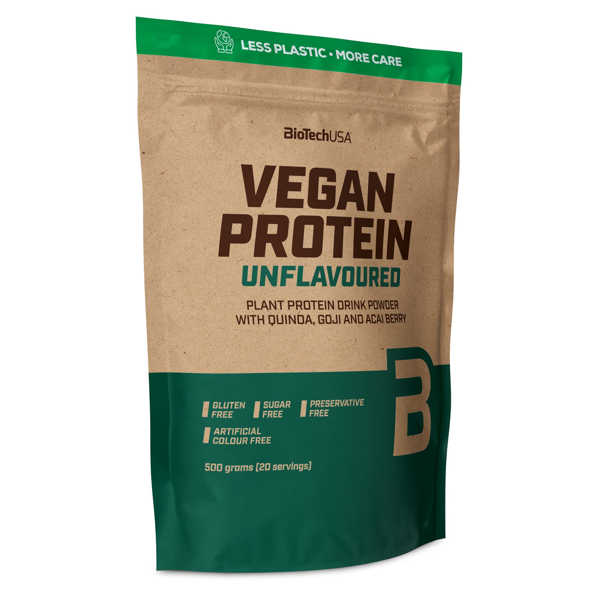 BioTechUSA Vegan Protein | Rice and Pea-Based Shake with Superfoods and Amino Acids | Sugar, Lactose, and Gluten-Free, 500 g, Unflavoured