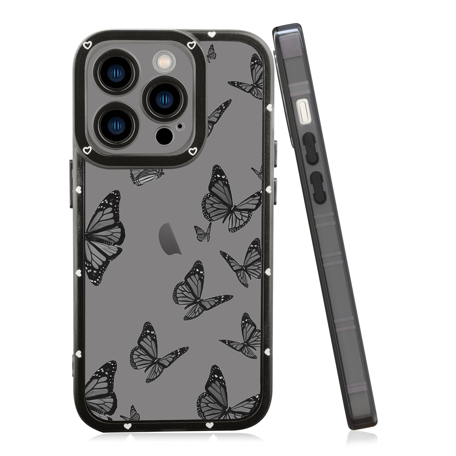 Amazon.co.jp: LSL iPhone 14 Pro Max対応 ケース ブラック 蝶柄