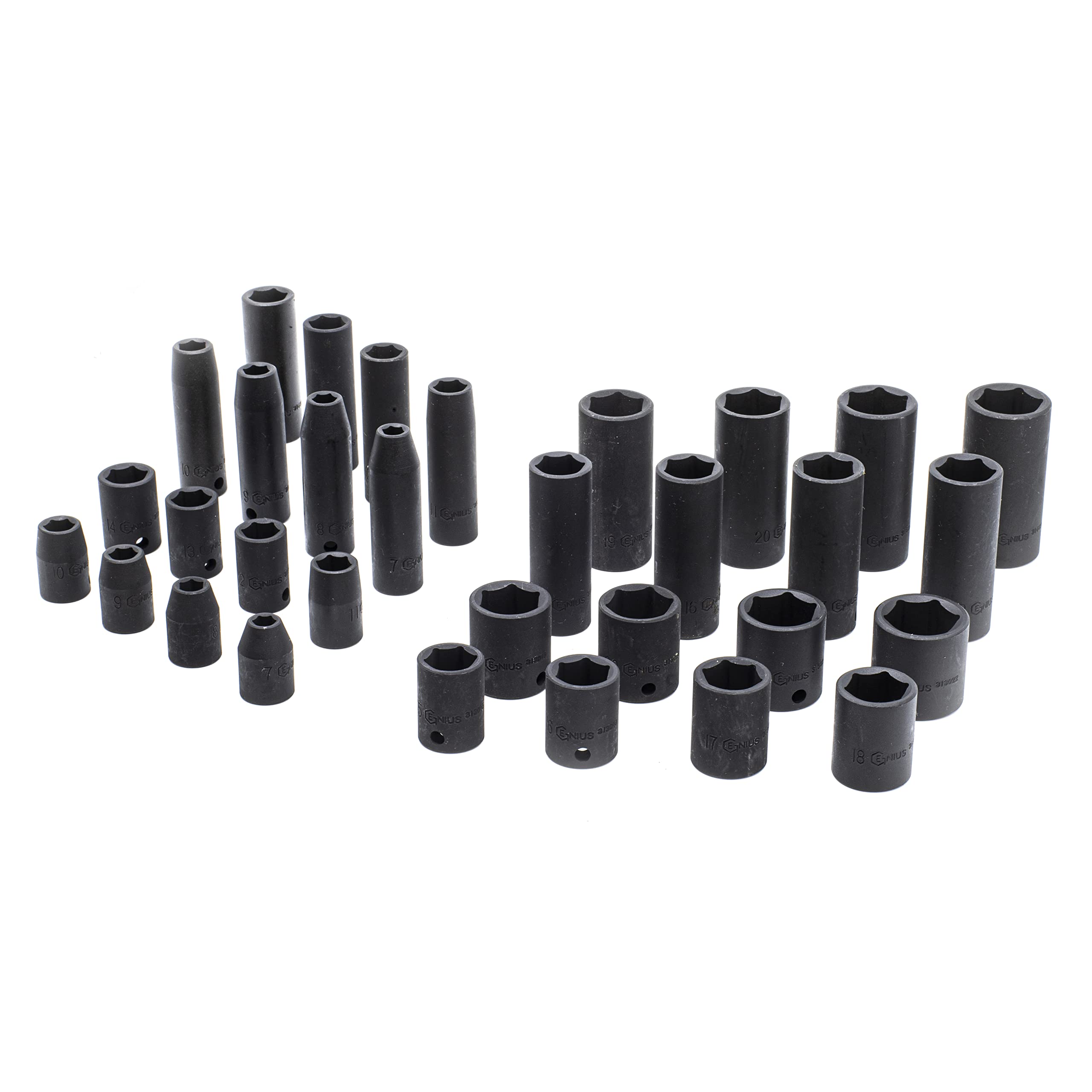 Genius Tools 32-częściowy zestaw nasadek 3/20.3 cm Dr. Metric Deep Impact
