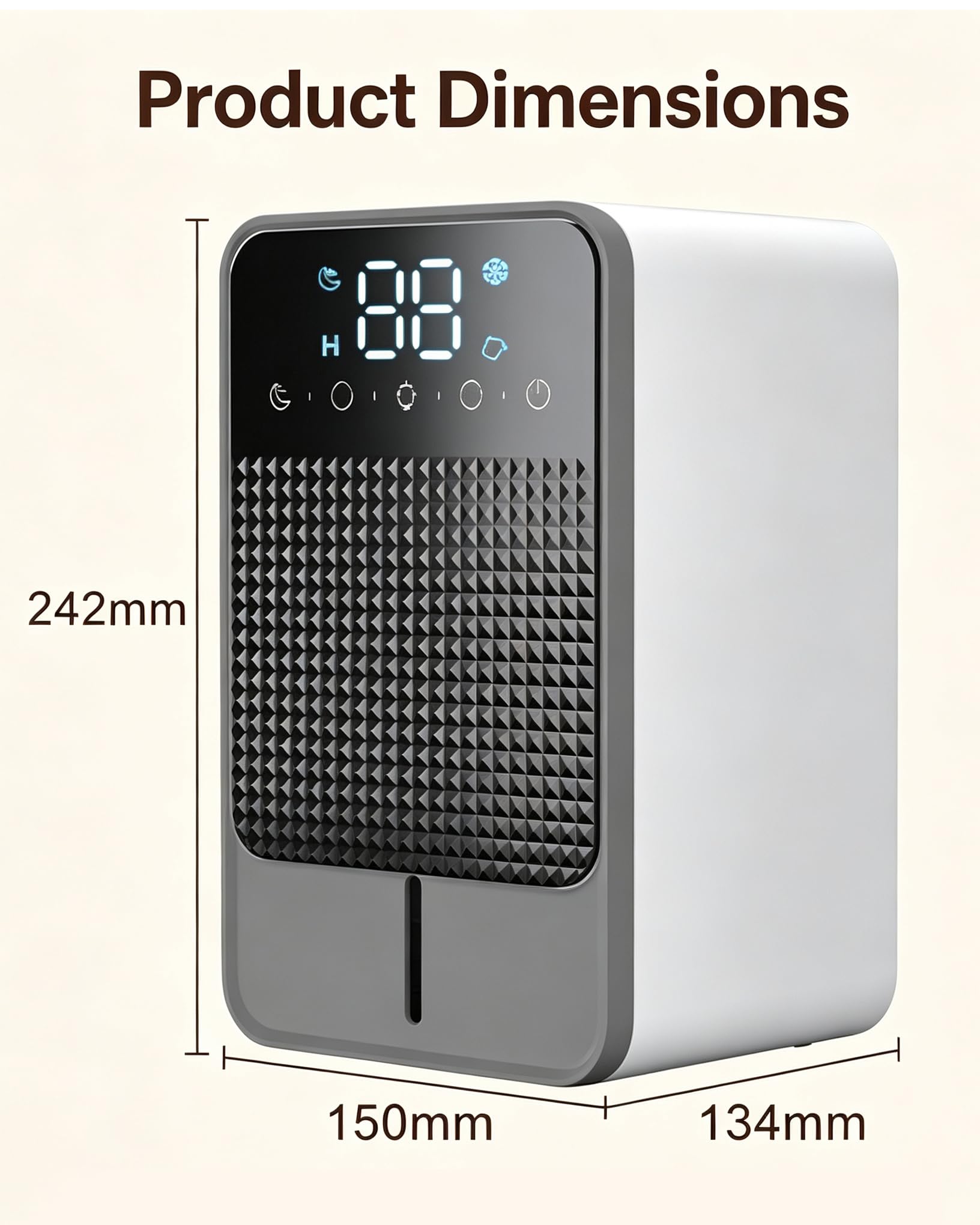 Deumidificatori per la casa, serbatoio d'acqua da 1,5L | 2 modalità di deumidificazione regolabili, sbrinamento automatico intelligente a bassa temperatura(gray)