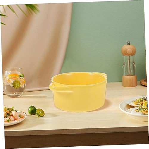 Miniatura 8 de Cabilock 1 tazón de sopa de cerámica de doble mango para pudín, postres, ensaladas, vajilla vibrante fácil de limpiar para servir y comer necesidades