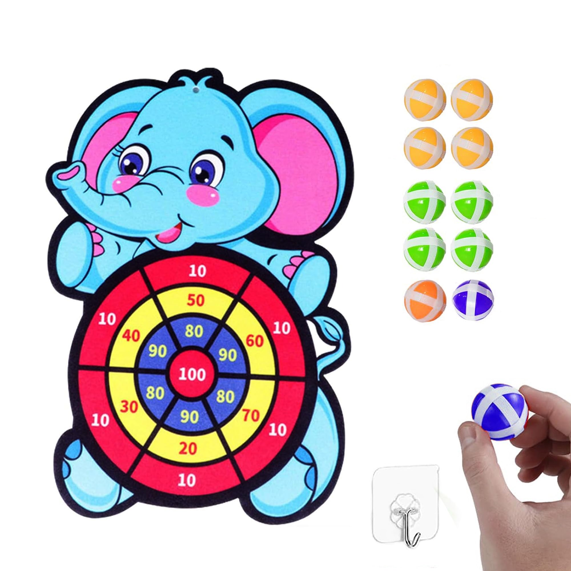 Kidology Dart Game Board for Kids Age 3 Year Above | 10 Sticky Balls, Indoor/Outdoor Multi-Player Party Game, Perfect for Kids Boys & Girls, Birthday Gift for Children