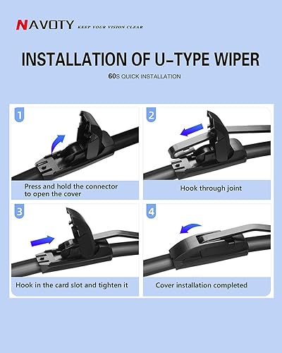 Miniatura 5 de Juego de 3 limpiaparabrisas de repuesto para Ford Edge 2007-2014, juego de 3 limpiaparabrisas de 26 + 20 + 14 pulgadas (juego de 3) gancho UJ