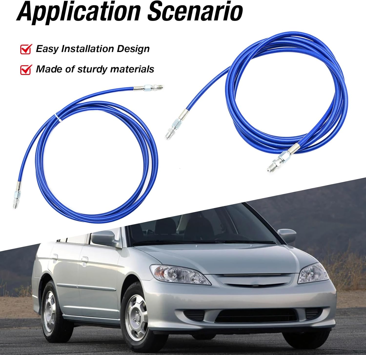 2Pcs Stainless Rear Flexible Brake Lines, Replacement for Honda Civic EX LX DX Si GX HX EK 1996-2000
