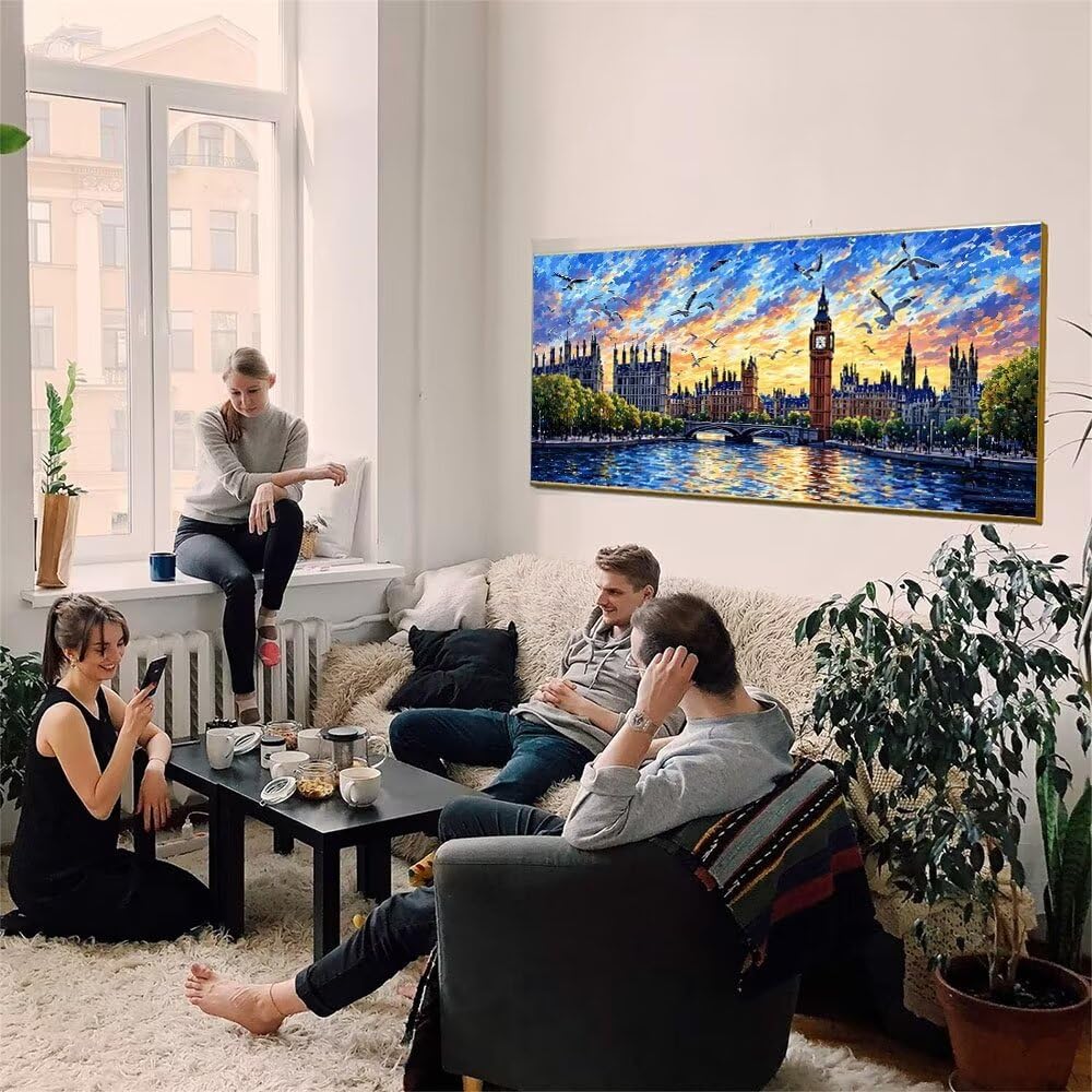 ABEUTY Malen Nach Zahlen Big Ben - 40x50 Cm Leinwand, Mit Pinseln & Acrylfarben, DIY Gemälde
