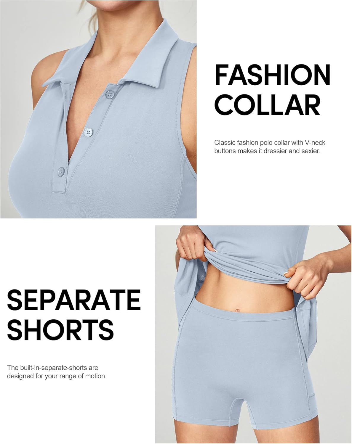 IUGA Tennis Dresses for Women Golf Dress with Shorts Underneath Built-in Bra Workout Exercise Athletic Dress with Pockets - Image 4