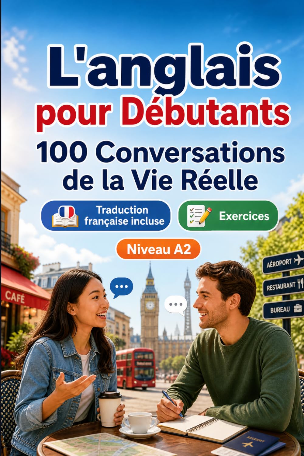 L'anglais pour Débutants A2 : 100 Conversations de la Vie Réelle: Apprenez l'anglais en situations réelles, passé, futur, voyages, travail, dialogues bilingues, vocabulaire et exercices
