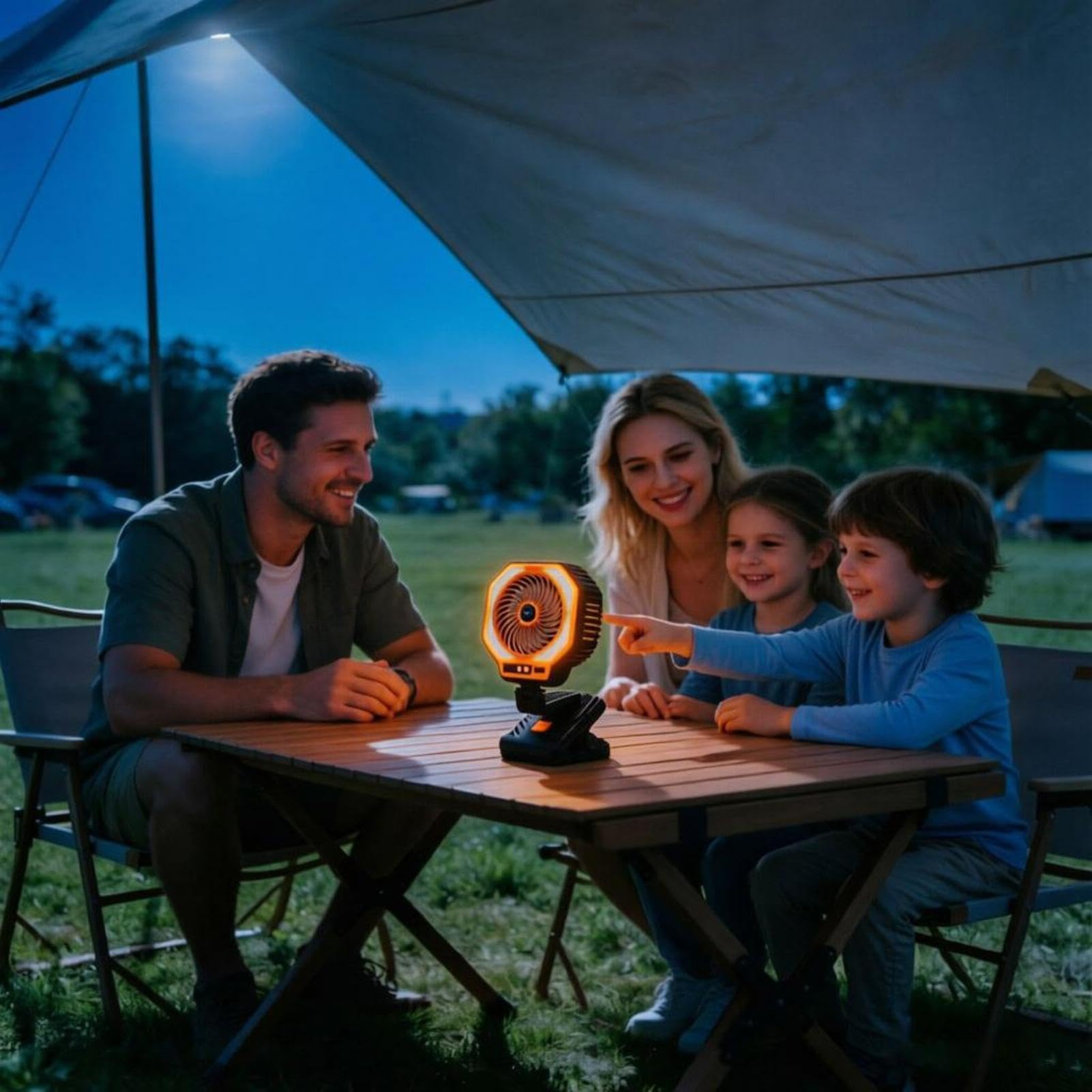 Ventilatore Da Campeggio Con Luce Ventola Silenziosa A 3 Velocità