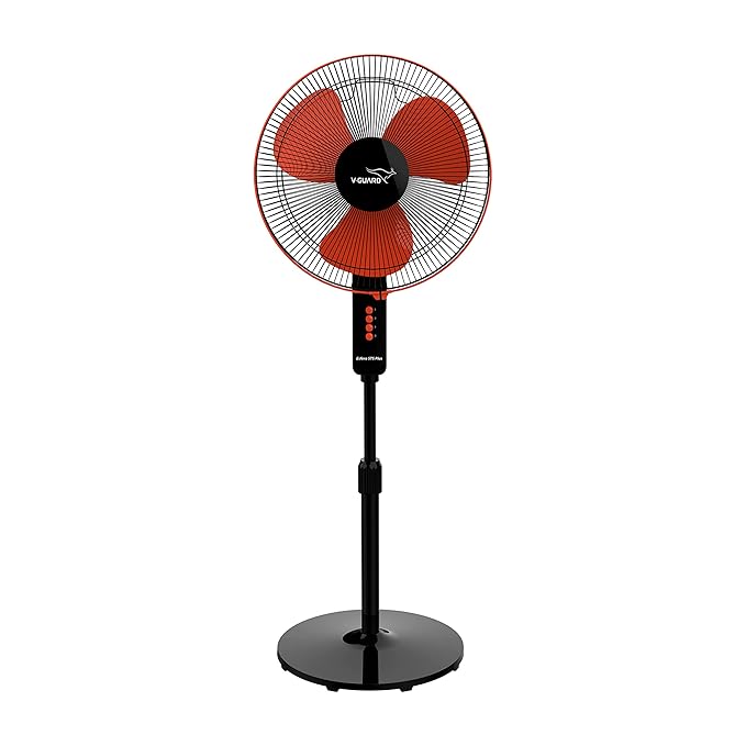 V-Guard Esfera STS Plus 2-in-1 Pedestal and Table Fan | Versatile 2-In-1 Operation | 1350 RPM Motor | Customisable Tilt And Oscillation Control | Red Black | 40 cm (400mm)