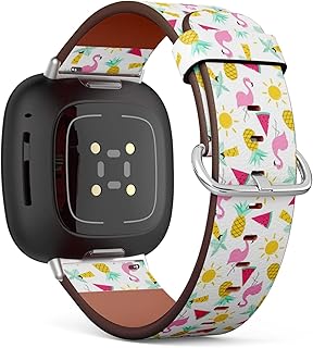 CJBROES Replacement Leather Watch Band, Compatible with Fitbit Versa 3 and Fitbit Sense of Wristband Bracelet Accessory - Summer Cute Objects
