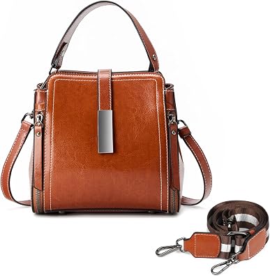 Genuine Leather Bucket Crossbody Shoulder Bags for Women