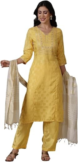 Aurelia Red Zari Embroidered Kurta, Palazzo and Dupatta Set
