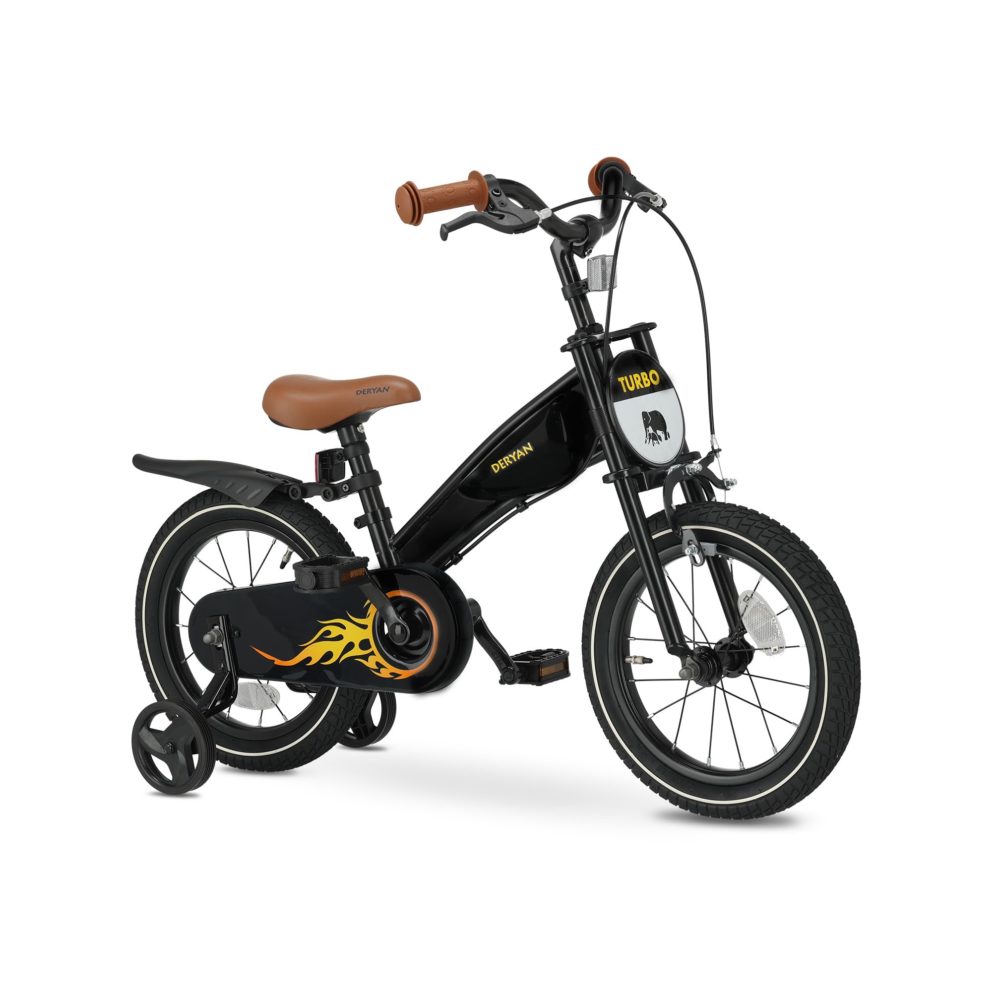 DERYAN Kids Bike 14 Inch 3-in-1 Balance Bike with Adjustable Seat and Handlebar for Boys and Girls Turbo Black — image 1