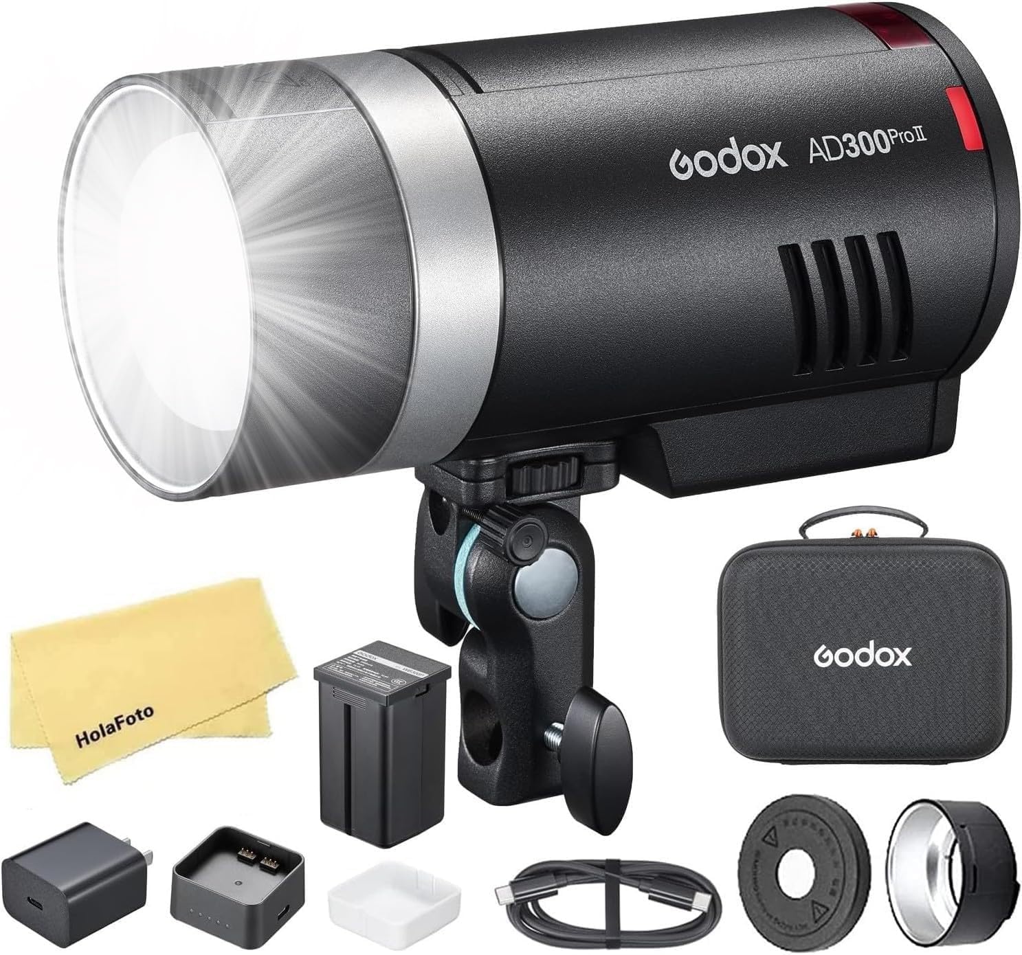 GODOX AD300 Pro II AD300Pro II 2.4G TTL1/8000 HSS 300W Outdoor Flash,14.4V/2600mAh Battery,0.01-1.5s Recycle Time,16 Color Groups,350 Full Power Pop for Canon Sony Nikon Fuji Olympus Panasonic Cameras