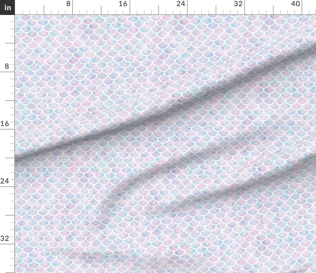 Spoonflower Fabric - Mermaid Scales Pattern Cotton Candy Watercolor Dragon Unicorn Color Printed on Petal Signature Cotton Fabric by The Yard - Sewing Quilting Apparel Crafts Decor