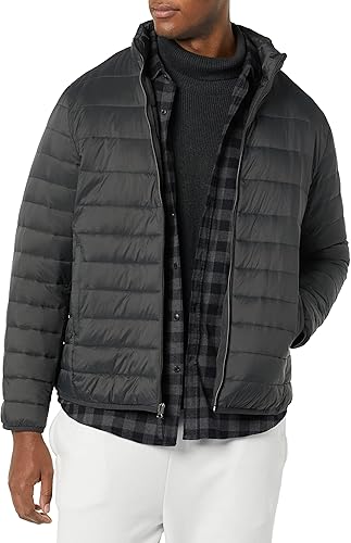 Miniatura 34 de Yaxa Essentials Mens Packable Lightweight Water-Resistant Puffer Jacket (Available in Big & Tall) Negro,Gris Oscuro,Rojo ladrillo.,Rojo