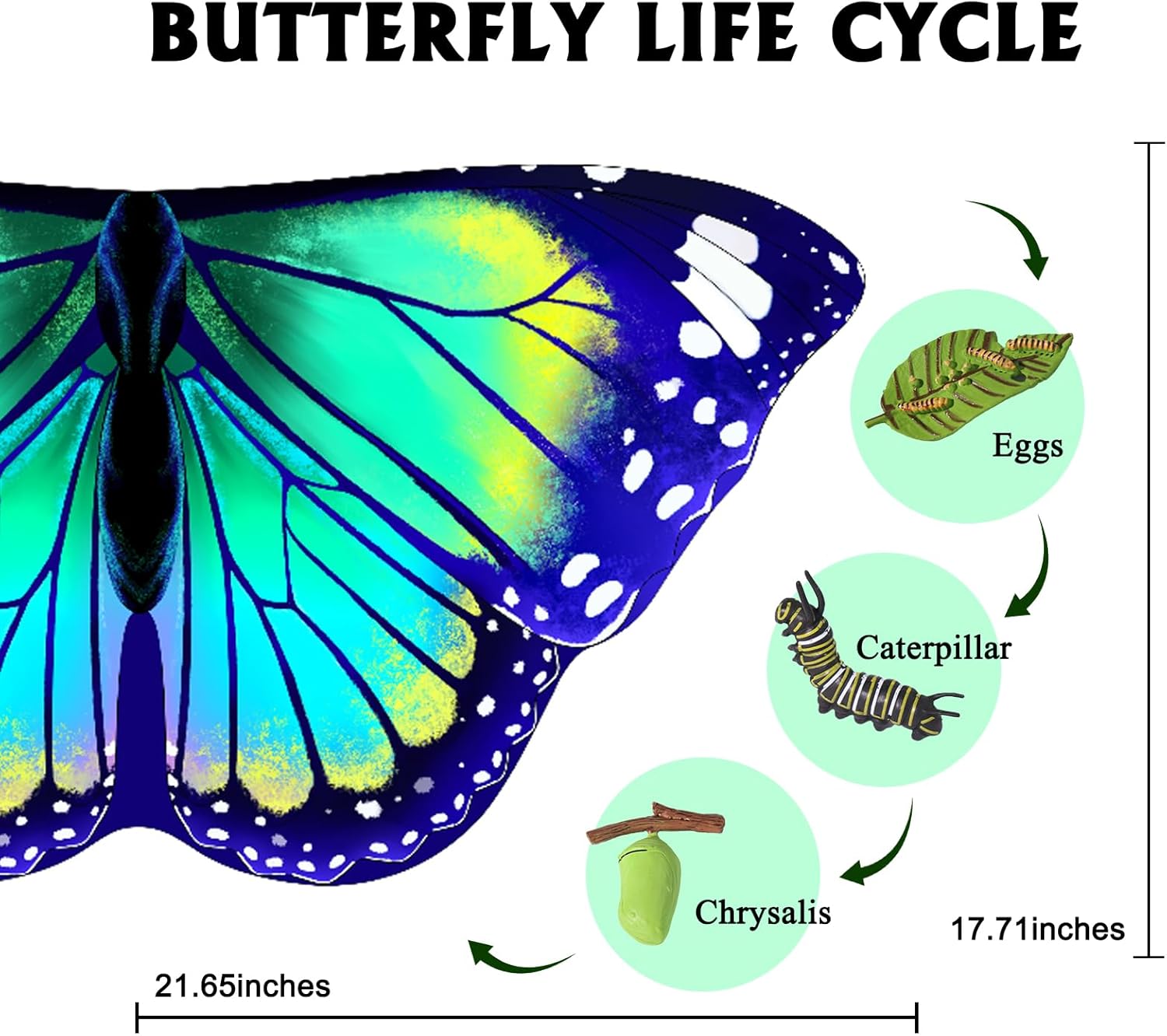 iROLWIN Double Sided Kids Butterfly Wings for Toddler Girls Fairy Dress Up Costume Butterfly Cape Headband Halloween Gifts - Image 8