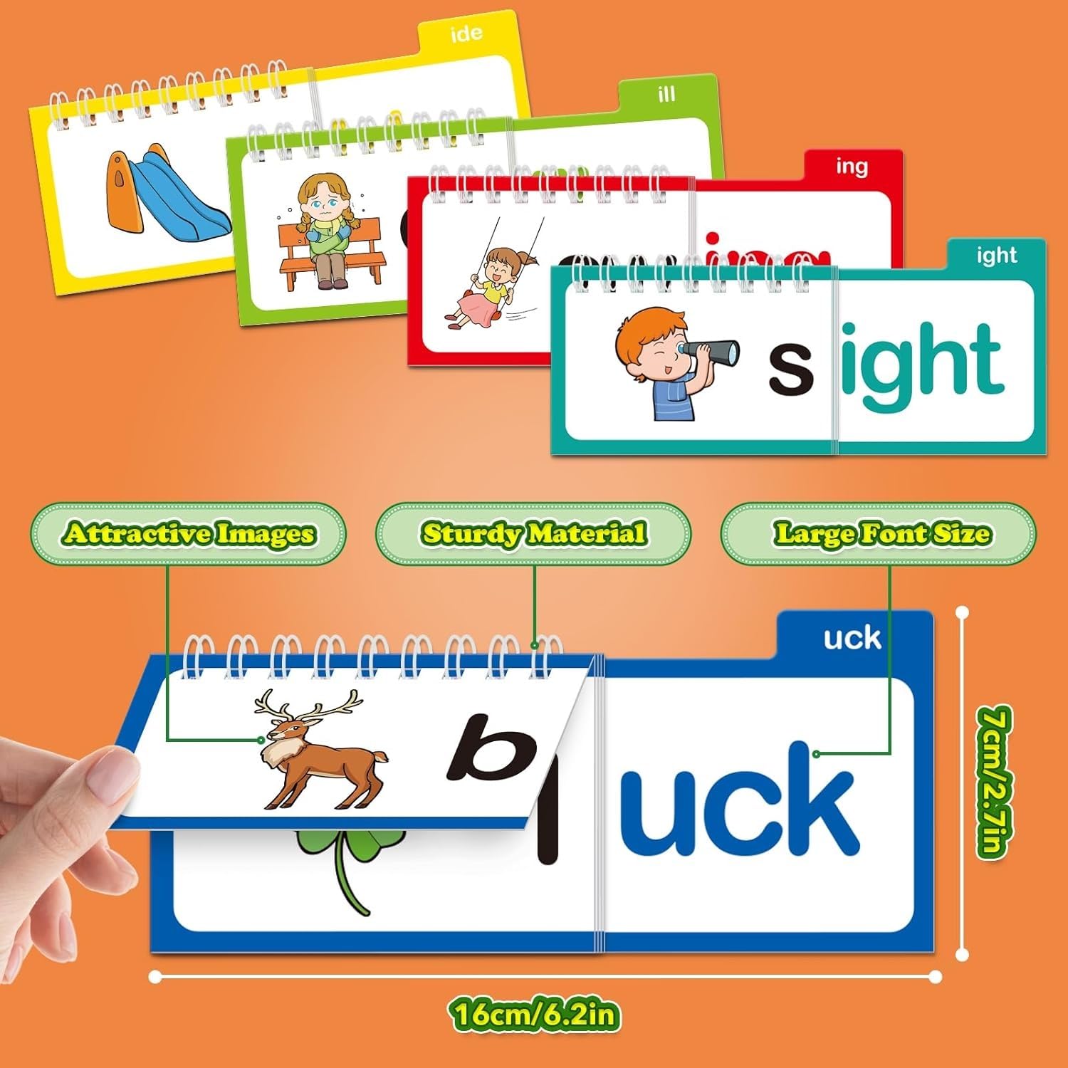 Libros interactivos Claritydream, Clarity Dream Book, 30 libros interactivos for leer y rimar con familia de palabras y tarjetas de vocabulario del abecedario, juegos educativos fonéticos y tarjetas i
