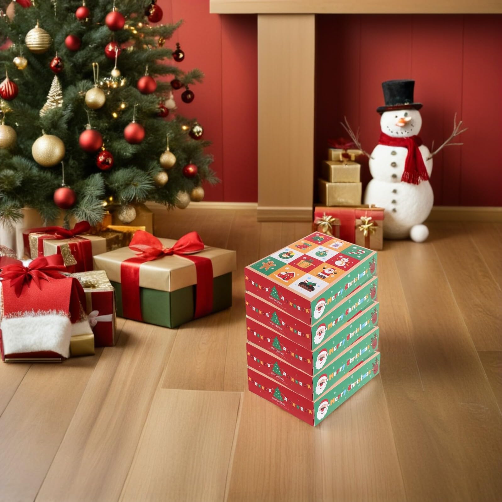 PENIKOKO 15 DIY Boxen Weihnachtsgeschenke Süßigkeitenboxen Gastgeschenke Leere Weihnachtsgeschenkbehälter Papier Süßigkeitenbehälter Befüllbare Countdown Süßigkeitenboxen