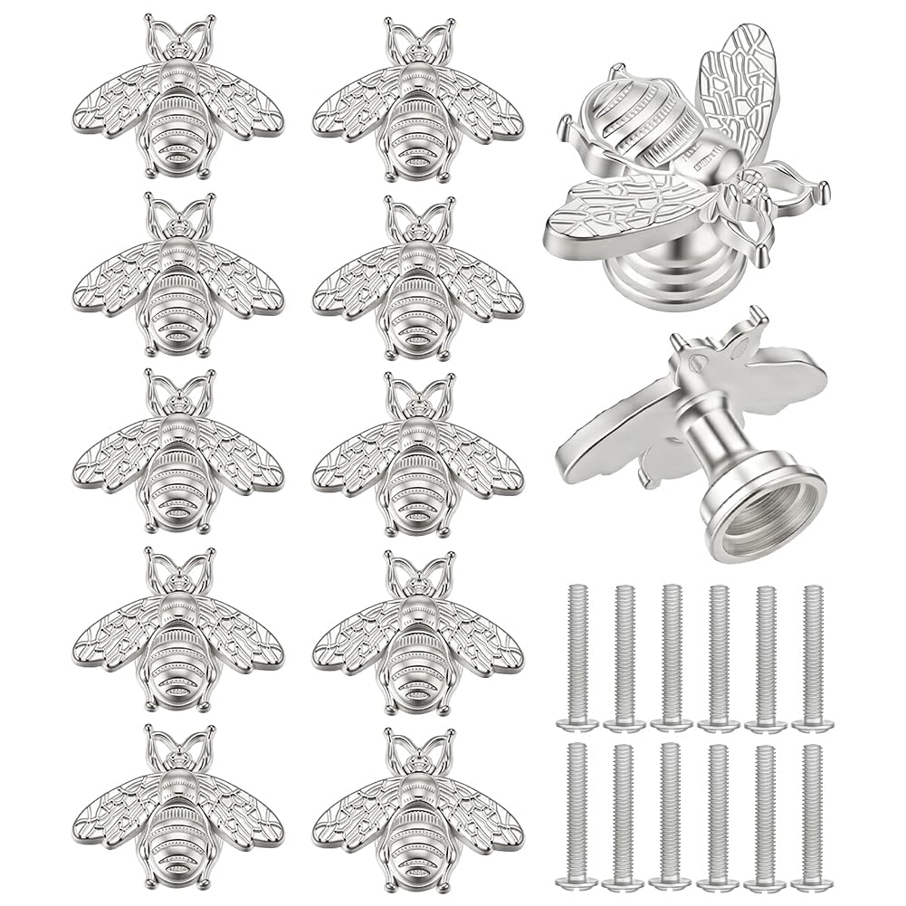 Boutons de tiroir abeille argentée PandaHall lot de 12 pour meuble