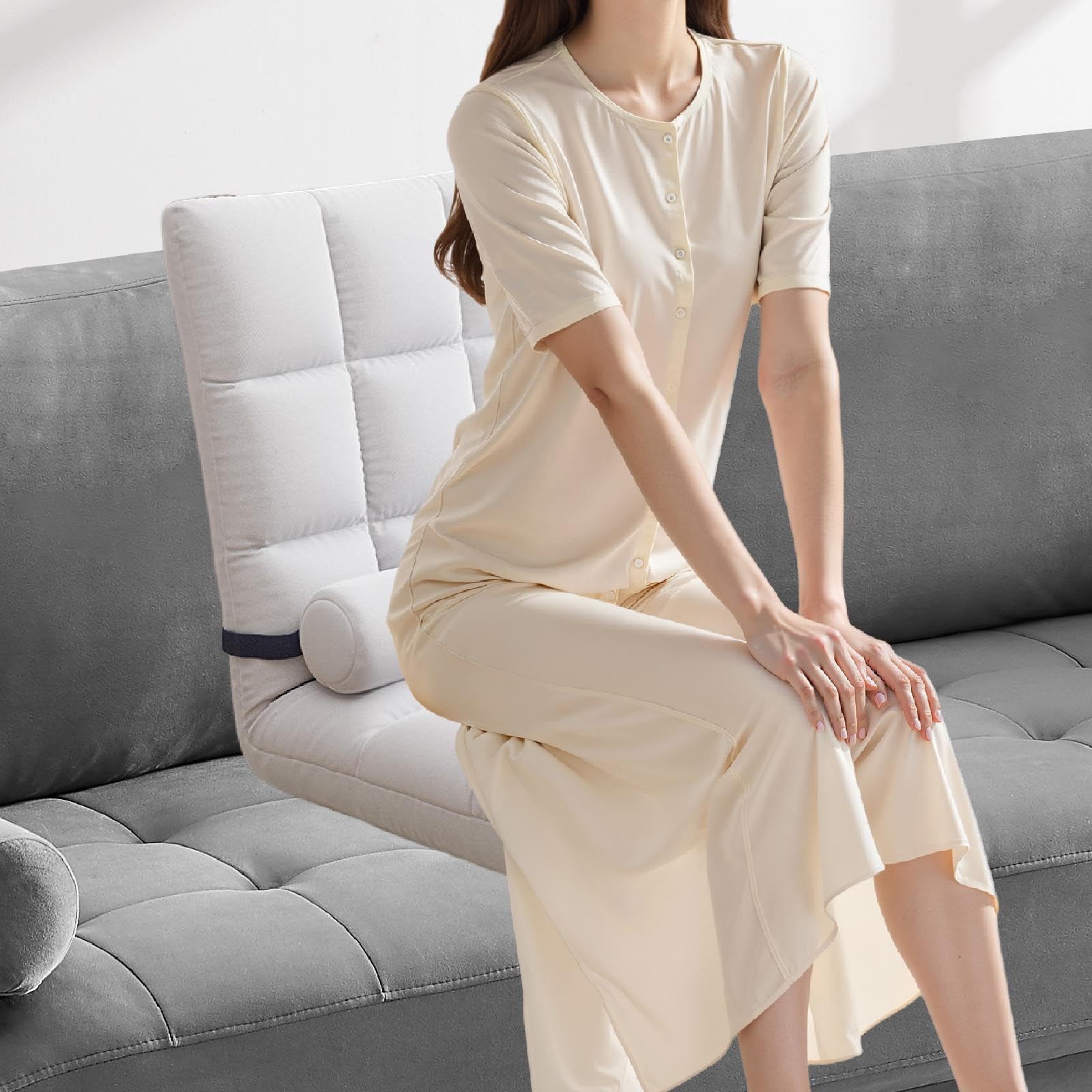 Silla de Piso Plegable con Soporte Lumbar y Ajuste Múltiple Sofá Reclinable para Leer O Descansar Desmontable y Fácil de Limpiar Adecuada para, Blanco, Individual