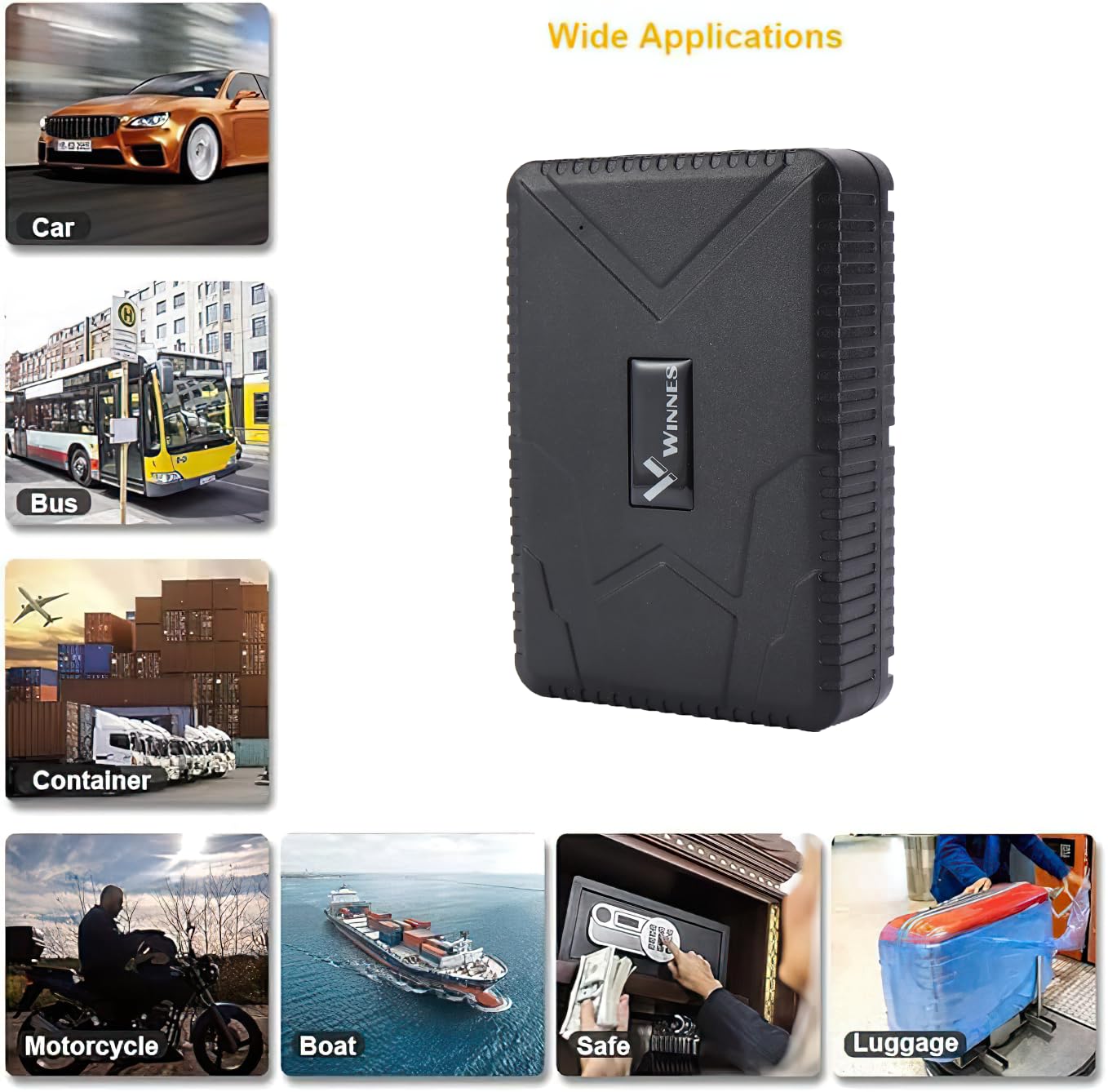 Winnes GPS Tracker Auto 10000mAh GPS Tracker Ohne ABO Echtzeit-Tracking per SMS/APP/Online-Plattform Flotte Auto LKW GPS Sender Mit Starke Magnetische Mehrfachwarnungen und Kostenlose Apps
