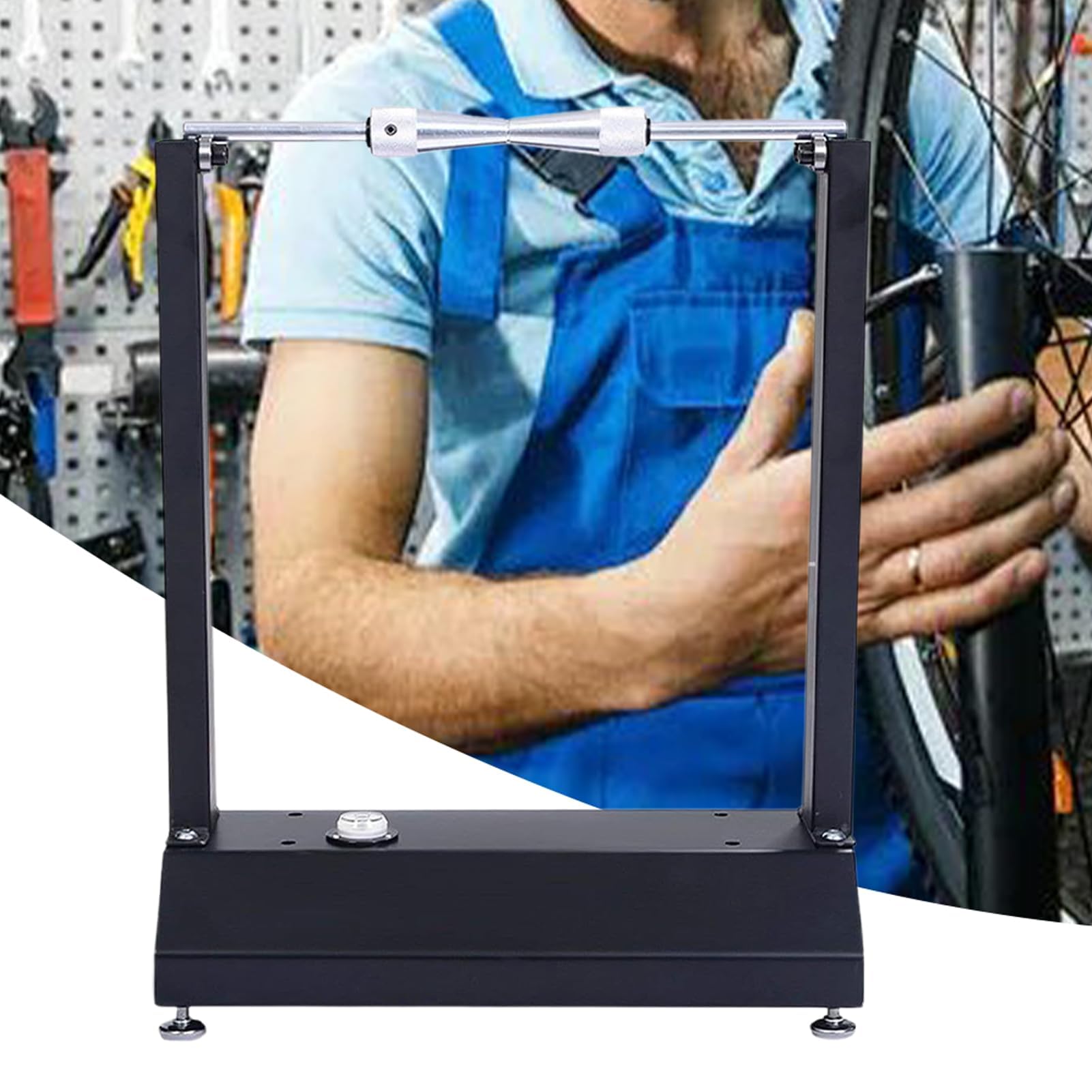 Przenośne narzędzie do wyważania kół do motocykli, regulowana rama do wyważania opon ze stalową podstawą stożkową, stojak do ustawiania statycznego, kompaktowa konstrukcja dla mechaników motocyklowych