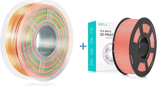 review SUNLU Rainbow Silk PLA+ 3D Printer Filament and PLA Meta Pink, 3D Printing PLA+ Filament 1.75mm, 1kg(2.2LBS) Spool, Rainbow
