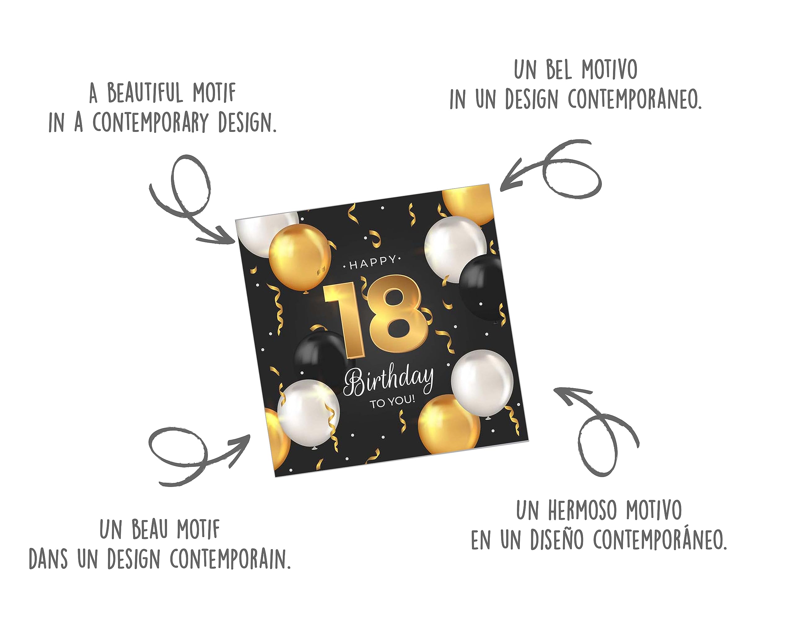 Edition Seidel Biglietto di auguri quadrato di alta qualità con busta, biglietto di auguri Happy Birthday Billet, per uomo e donna, adolescente