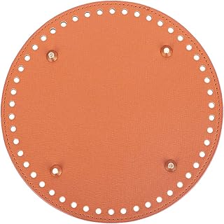 PandaHall 1pc 19cm Borsa in Pelle PU Bottom Flat Round Knitting Borse all'Uncinetto Bottom Shaper Pad Pad Bag Cuscino Base con 50 Fori Borsa Borsa a Tracolla Accessori Fai da Te, Marrone