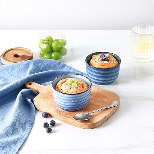 Miniatura 77 de Selamica Ramequines de cerámica de 4 onzas, Ramekins de crema Brulee aptos para horno, platos de natillas de soufflé para hornear, mini cuencos