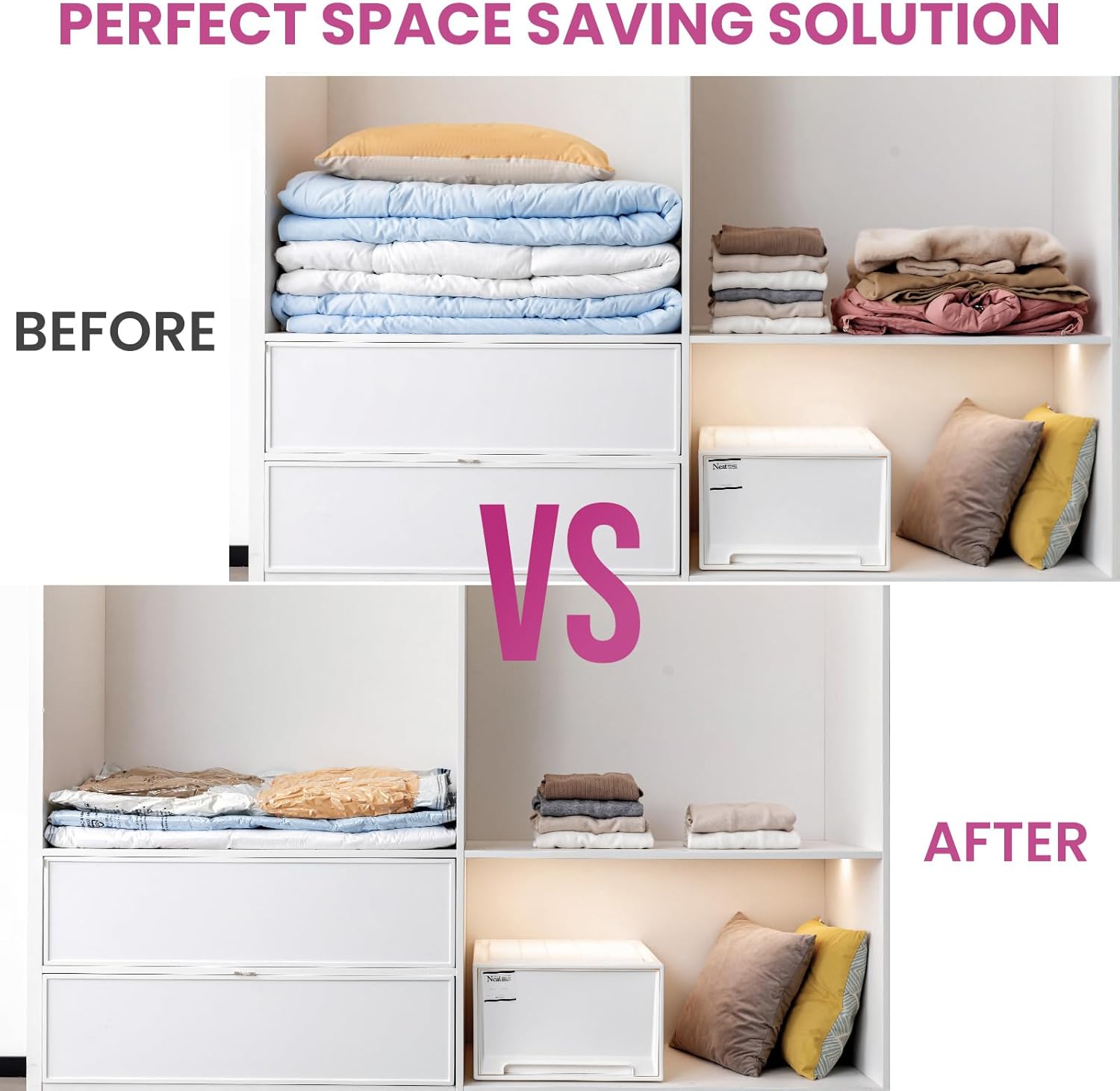 TAILI 8 Pack Vacuum Storage Bags for Comforter and Blankets, XXL Jumbo Vacuum Seal Bags for Bedding (47x39 Inch), Huge Space for Toy, Bedding, Pillows, Save More Closet Space