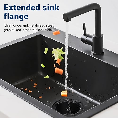 Vista 7 de Kitchen - Kit de brida de acero inoxidable con colador de cesta y tapón de drenaje para drenaje estándar de fregadero de 3 1/2 pulgadas, brida