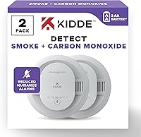 Kidde 30CUDR Smoke & CO Detector 2-Pack, AA Battery Powered, LED Alerts, False Alarm Reduction, UL Certified