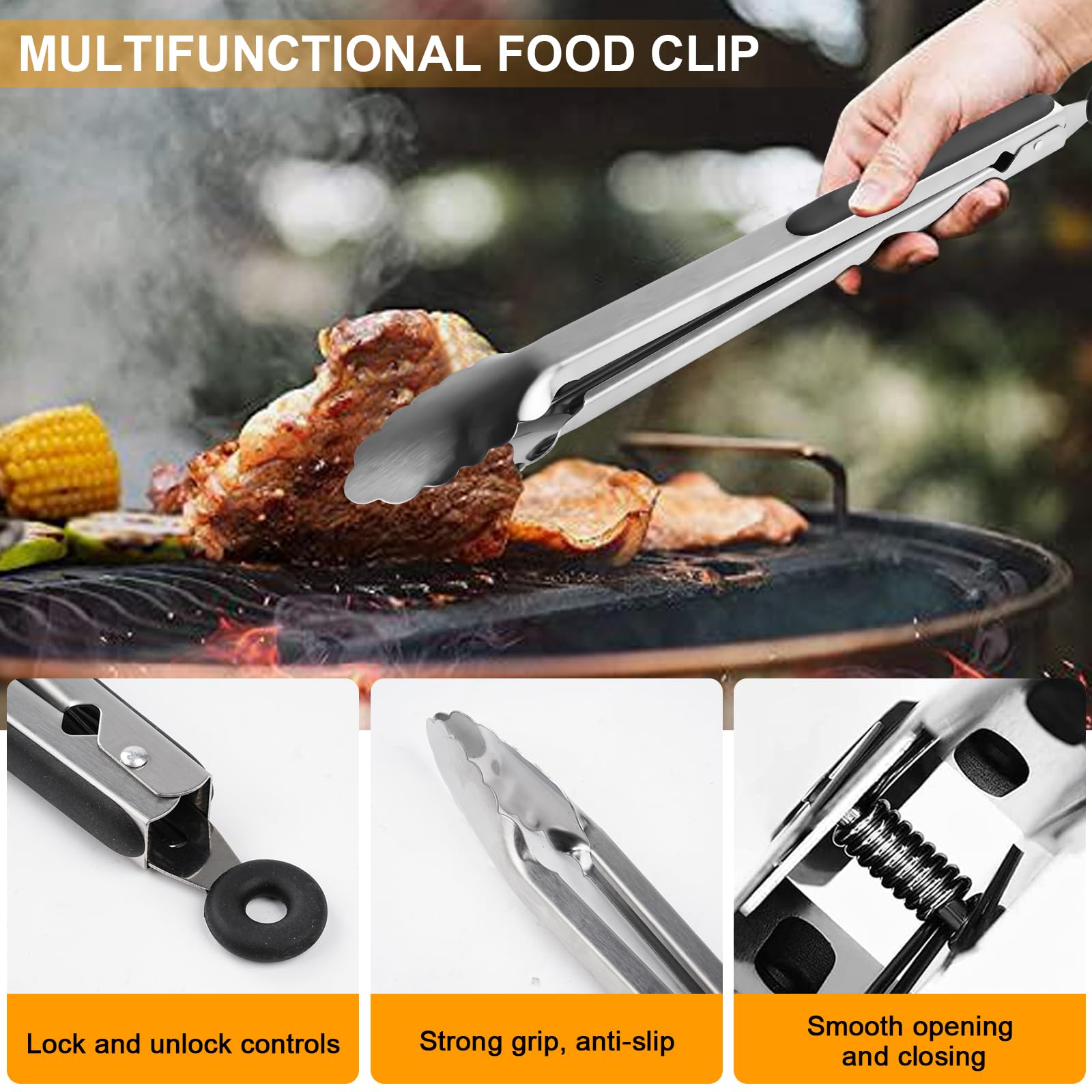 Set Barbecue Professionale in Acciaio Inox,Set di posate da barbecue da 23 pezzi con accessori per barbecue inclusi spatola e pressa per carne per teppanyaki all'aperto