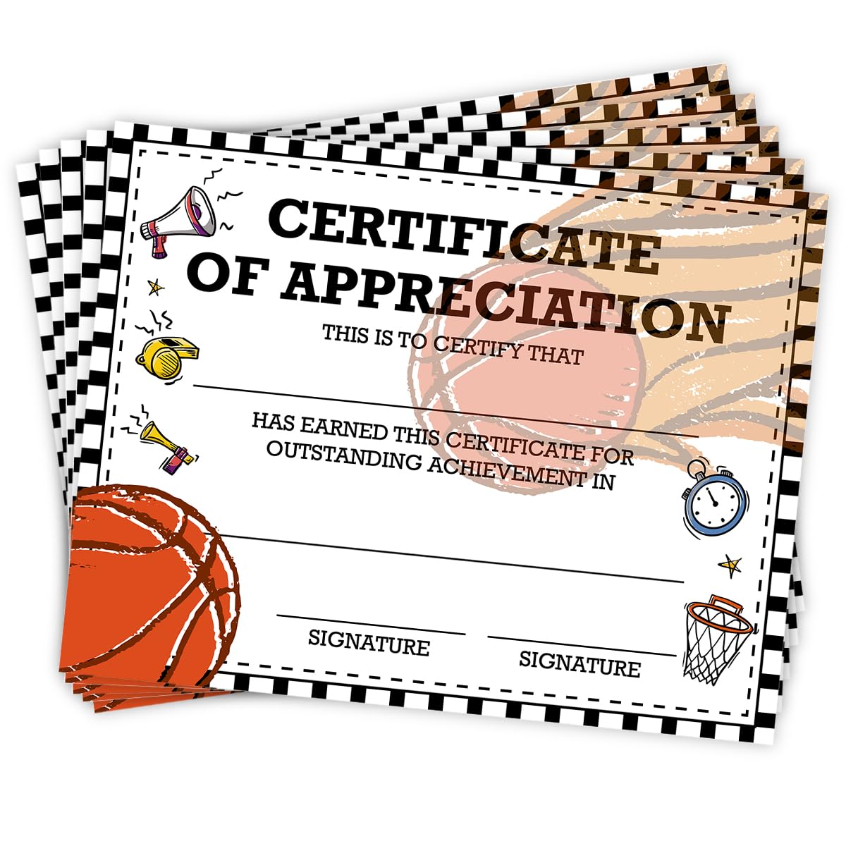 25PCS Basketball Award Certificate Basketball Certificate of Appreciation for Coach Player End of Season Basketball Team Sport Ceremony Achievement