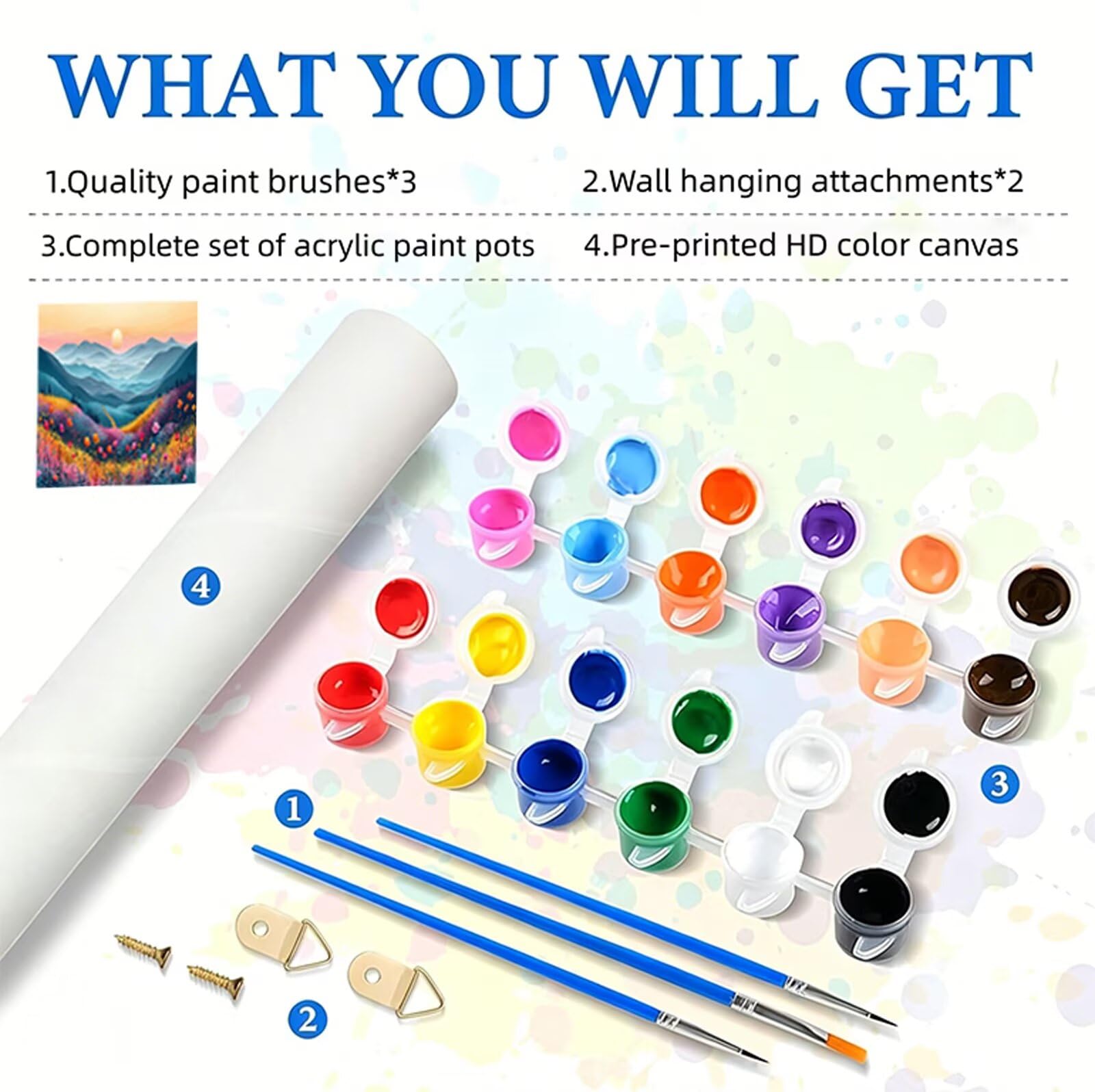 Malen Nach Zahlen XXL Berg Malen Nach Zahlen Erwachsene Mohn 60x120cm, Ohne Rahmen, DIY Paint by Numbers Set mit Acrylfarben und Pinseln, Knitterfreie Leinwand, Zimmer Deko, Geschenk für Frauen RB-424