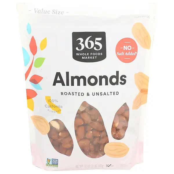 365 Everyday Value Roasted & Unsalted Almonds, 32 oz 1